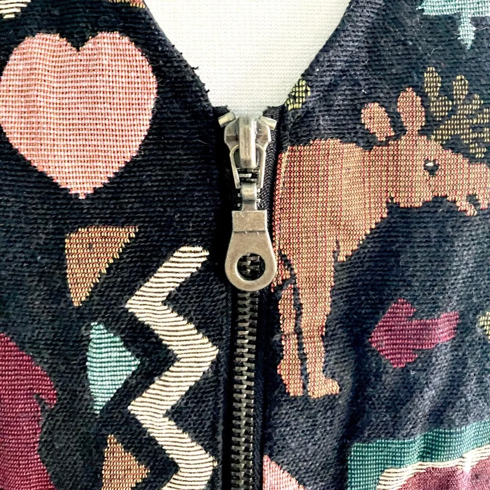 Vintage 80’s Twin Peaks brocade camping bib dress